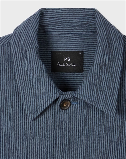Paul Smith - Mid Blue Textured Stripe Chore Jakke - Indigo